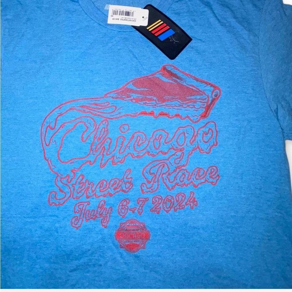NASCAR Chicago Street Race July 2024 T Shirt Blue Pizza Graphic Mens Size Medium - Picture 2 of 6